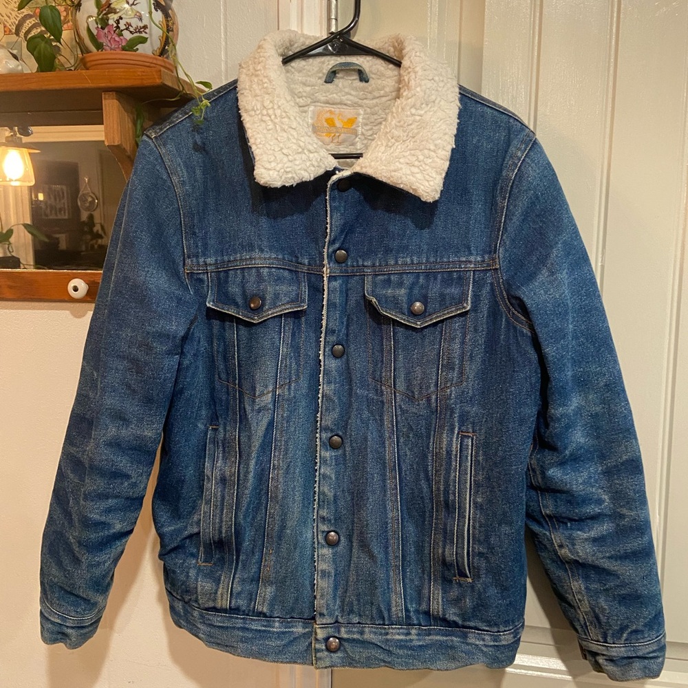 Wingars vintage denim Sherpa jacket small